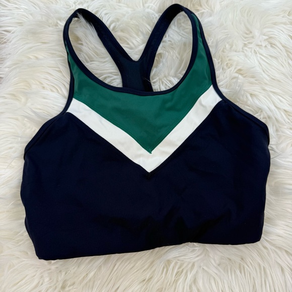 Tory Burch Sport Chevron Cropped Tank in Tory Navy / Evergreen - Picture 3 of 5